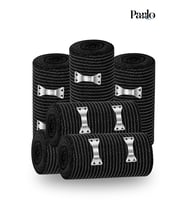 Parlo Siyah Elastik Bandaj 10 cm x 1,5 m 6’lı Set – %300 Esnek, 4,5 m’ye Kadar Uzayan, Metal Kancalı Destek ve Sargı Bandajı