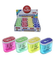 Bu-Bu Kalemtraş Şeffaf Dikdörtgen Çift Bıçaklı Kalemtıraş (24 Lü Paket)