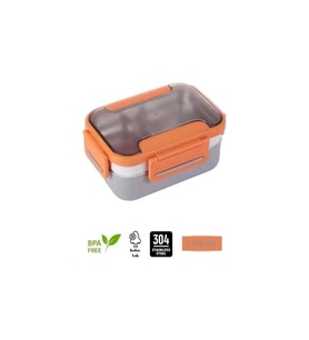 VAGONLIFE BL20182 PASLANMAZ ÇELİK YEMEK KABI - LUNCH BOX 2 KATLI 3 BÖLMELİ 1200 ML TURUNCU