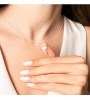 925 Ayar Gümüş Opal Taş Görünümlü Flamingo Tasarımlı Kolye