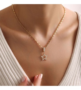 Star Charmlı Altın Kolye 50 cm