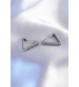 Gümüş Renk Zirkon Taşlı Üçgen Model Kadın Küpe TJ-BKP7238