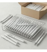 BK Kurumsal Promosyon 1022 Metal Beyaz Touchpen Kalem – Lazer Baskılı Logolu Tükenmez Kalem(10 Adet)
