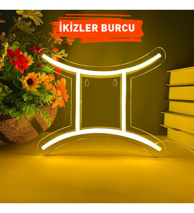 İkizler Burcu Figürlü Neon Led Tabela Tablo Gece Aydınlatma Duvar Dekoru