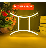 İkizler Burcu Figürlü Neon Led Tabela Tablo Gece Aydınlatma Duvar Dekoru