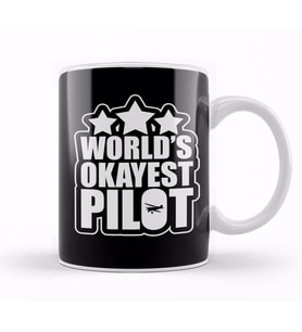 Funny World s Okayest Pilot Airplane Piloting Pun Kupa Bardak Porselen