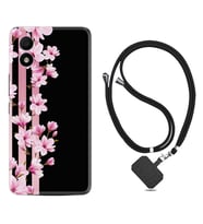 TCL 303 Kılıf Resimli Boyun Askılı İpli Desenli Silikon Pink Flowers 3 1393