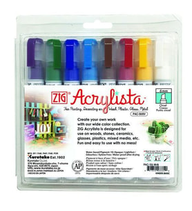 Zig Acrylista Marker Akrilik Boyama Kalemi 6 mm Kesik Uç 8 RENK SET BASIC 