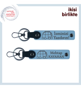 Gezgin Ruhlu Eşine Verilecek Armağan, Karavan Temalı Anahtarlık 2’li Set, Gök Mavi-Gök Mavi
