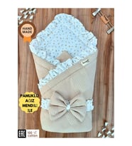 PİKE BEBEK BATTANİYESİ DIŞ KUNDAĞI %100 PAMUKLU ÇİÇEK DESENLİ YENİDOĞAN HASTANE ÇIKIŞI MEVSİMLİK (Sütlü Kahve)
