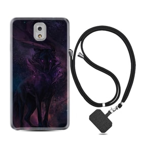 Samsung Note 3 4 5 8 9 20 Ultra 10 Lite Kılıf Boyun Askılı Silikon Black Purple Wolf 1791