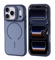 Apple iPhone 17 Pro Kılıf M-safe Şarj Özellikli Kamera Standlı Notron Kapak (Lacivert)