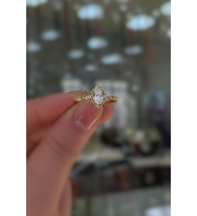 925 Ayar Gümüş Oval Kesim Vintage Tasarımaltın kaplama Kadın Yüzük
