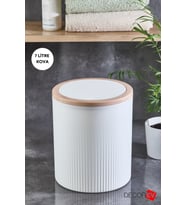 Şık Ahşap Desenli Banyo ve Mutfak Çöp Kovası