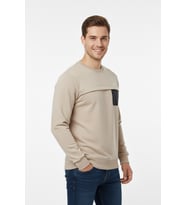 Erkek Mevsimlik Sıfır Yaka Sweatshirt BGL-ST04864 (Taş)