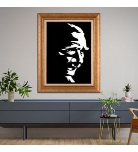 Altın Paspartulu Atatürk  Çerçeveli Tablo C647 (Gold)