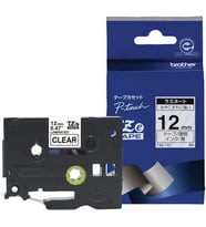 TZE131 Termo doğrudan baskı teknolojisi, şeffaf üzerine siyah, 12 mm