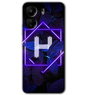 Xiaomi Redmi 13C Kılıf HD Desen Baskılı Kılıf - Dark Neon Yaprak H Harfi