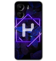 Xiaomi Redmi 13C Kılıf HD Desen Baskılı Kılıf - Dark Neon Yaprak H Harfi