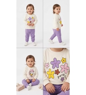 Northcity 6/24 Ay Çiçek Baskılı Basic Bebek Takımı - Antialerjik Pamuklu ve ÇİMA Dikişli Set