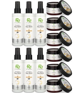 Fe Keratin Saç Sütü 200ML & Saç Maskesi 300ML (Karma 12 Li Set)