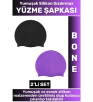 Özel Üretim Su Geçirmez Elastik Yumuşak Yüzücü Havuz Deniz Yüzme Şapkası Silikon Bone 2'Li SET