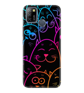 INFINIX Smart 4 5 6 Zero 8 S5 Pro Kılıf Desemli Silikon Neon Cats 1790