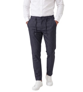 DeepSEA Erkek Slim Fit Kırçıllı Kahve Kumaş Pantolon – İpli Esnek Bel Likralı Spor Şık Pantolon 2700252