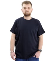 Mode XL Büyük Beden Erkek T-shirt Bisiklet Yaka WAFFLE 20033 Lacivert