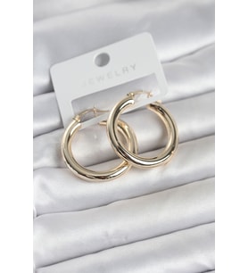Gold Renk Pirinç Halka 30 mm Kadın Küpe 5886 - HPSBYI3105-9586