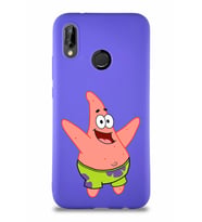Huawei P20 Lite Soft Premier Kapak Patrick Yıldız Tasarımlı Silikon Kılıf - Mor (Şeffaf)