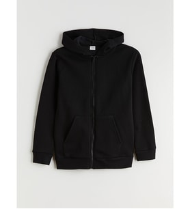 LCW Kids Siyah Kapüşonlu Erkek Çocuk Kalın Fermuarlı Sweatshirt