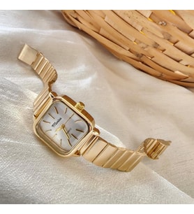 Marlas Retro Kadın Kol Saati, Vintage Tasarım, Minimal Tasarım, Altın Rengi Metal Kordon