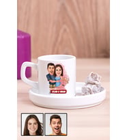 Sevgiliye Hediye Evlenme Teklifi Temalı Karikatürlü Concept Türk Kahvesi Fincanı