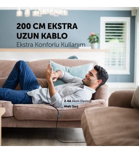 AlumiCable XL USB-A - USB-C Şarj Kablosu 2mt.