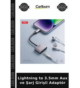 Lightning to 3.5mm Aux ve Şarj Girişli Adaptör Dönüştürücü Mini Aparat Ses Kablosu