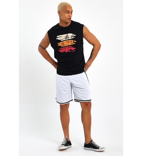 Erkek Bisiklet Yaka Regular Fit Baskılı Tişort SPR23AT341 (Siyah)