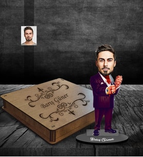 Kişiye Özel Kabadayı Karikatürlü Ahşap Biblo Kutulu Bay-1