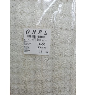 Dantel Polyester Güpür Bant Krem 15 Metre En 6 Cm On-1650-kr