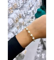 İNCİLİ KELEPÇE BİLEKLİK (Gold)