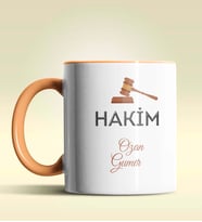 Kişiye Özel Hakim 3 Tasarımlı Turuncu Kupa Bardak (Turuncu)