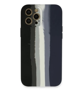 Newface Apple iPhone 12 Pro Max Kılıf Ebruli Lansman Silikon - Siyah-Lacivert