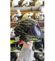 Sway Full Face Pet Evcil Hayvan Kedi Köpek Motosiklet Kaskı Carbon Siyah Yeşil (Siyah-Yeşil)