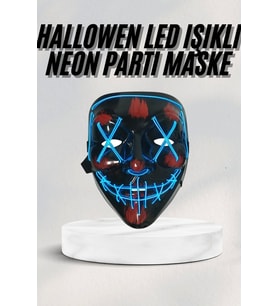 Led Işıklı Neon Maske Cadılar Bayramı Maskesi Korkunç Korku Maskesi