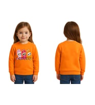 Unisex Labubu Baskılı Çocuk Swaetshirt 3 İplik Şardonlu (Turuncu)