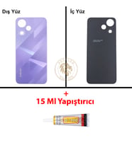 Infinix Hot 30 Play Mor Uyumlu Arka Kapak + B7000 Yapıştırıcı Arka Cam Batarya Pil Kapağı Back Cover