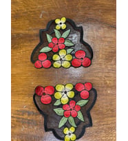 15X12 CM 2 Lİ NAKIŞ İŞLEMELİ ÇİÇEKLİ APLİKE ARMA GİYİM DİKİŞ AKSESUARI