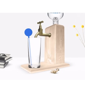 BK Home Musluklu Doğal Ahşap Vodka Standı (Beyaz)
