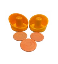 2 Adet Turuncu Renk Air Hockey Elcik Ve 3 Adet Turuncu Disk - Havalı Hockey Tokacı Ve Diskleri