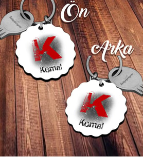 Kişiye Özel K Harfi Temalı Karakter Tasarım HDF Dalgalı Anahtarlık (Beyaz)